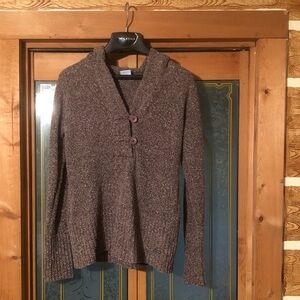 Columbia size medium hooded long sleeve sweater brown with white throughout